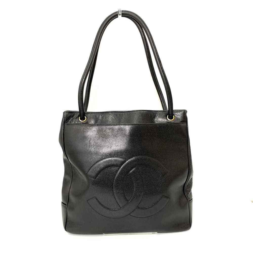 Chanel Chanel Caviar Leather Tote Bag Black Leather Tote Bag